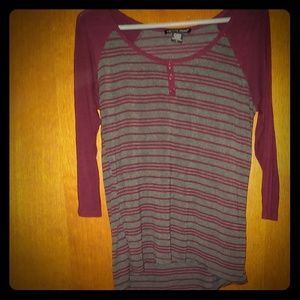 Red and gray striped shirt